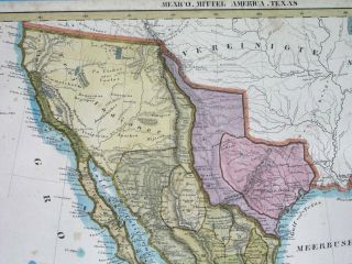 1846 MAP TEXAS REPUBLIC UNITED STATES HOUSTON DALLAS CALIFORNIA MEXICO 8