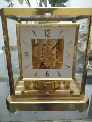 Jaeger Lecoultre Atmos Mantle Clock Square Face Brass 15j Papers 528 - 8