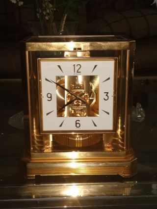 JAEGER LECOULTRE ATMOS MANTLE CLOCK SQUARE FACE BRASS 15j PAPERS 528 - 8 3