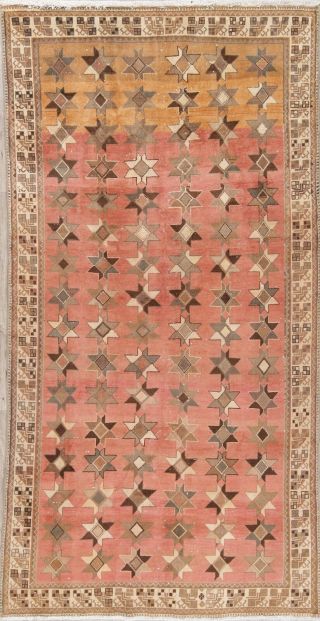 Vintage Star Design Pink Bakhtiari Persian Area Rug Distressed Oriental Wool 5x9