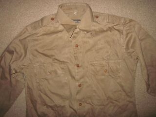 Vintage WWII US Army Officer ' s regulation khaki cotton shirt w/ epaulets 2