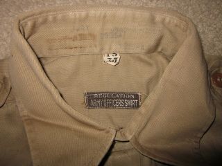 Vintage WWII US Army Officer ' s regulation khaki cotton shirt w/ epaulets 3