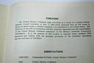 Vintage United Nations Command Military Armistice Commission Booklet 1950 ' s 3