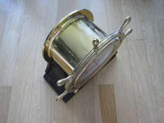Vintage Seth Thomas Ship ' s Wheel Ship ' s Bell clock Brass 8 7/8 tall USA RUNS 2