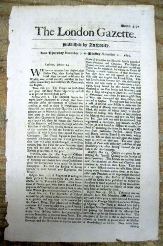1695 London Newspaper W Reference To Virginia Colonial America Pre Williamsburg