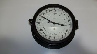 1963 Chelsea 8.  5 Inch 24 Hour Dial Military Clock With Brass Federal Id Tag