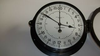 1963 CHELSEA 8.  5 INCH 24 HOUR DIAL MILITARY CLOCK WITH BRASS FEDERAL ID TAG 4