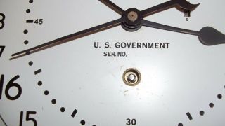 1963 CHELSEA 8.  5 INCH 24 HOUR DIAL MILITARY CLOCK WITH BRASS FEDERAL ID TAG 6