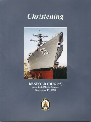Uss Benfold Ddg 65 Christening Navy Ceremony Program With Christening Coin