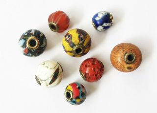 Ojime Bead Beads Netsuke Inro Sagemono Ceramic Glass Carnelian Tonbo Dama