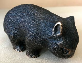 Vintage Australia Bronze Wombat Miniature Figuirne W/ Gold Paws