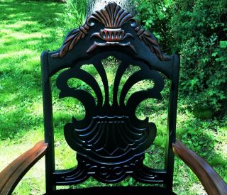 1920 ' s Antique Chair Throne Gothic Arm Vintage Chair Custom Black Retro Chic 6