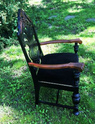 1920 ' s Antique Chair Throne Gothic Arm Vintage Chair Custom Black Retro Chic 7