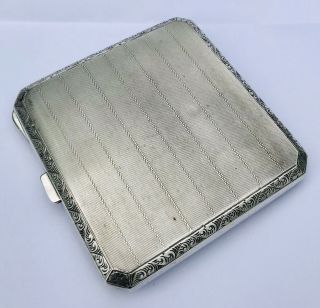 LOVELY AUSTRIAN SOLID SILVER GUILLOCHE ENAMEL CIGARETTE CASE,  C1900 120.  6g 8