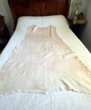 18th C.  RARE ENGLISH DRESSING ROBE BANYAN FULL BACK LINING,  SILK FRAGMENT & TAG 11