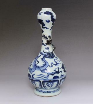Rare Old Chinese Blue&white Porcelain Garlic - Head Vase (e172)