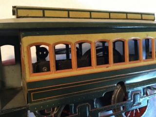 Antique Bing Tin Litho Wind Up Trolley Toy Train Car 8