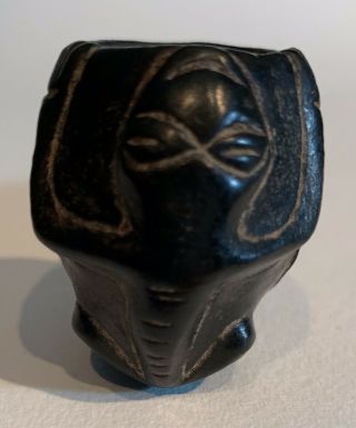 Taino Basalt Figural Pipe.  Face And Frog.  PreColumbian 3