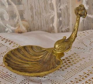 Antique French Brass Dolphin & Shell Soap Dish,  Tres Chateau Chic - B998