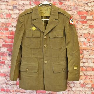 Ww2 Us Army Uniform Coat Field Jacket Vtg Serge Green Sz 38r Western Pacific