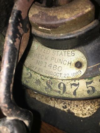 United States Check Punch – 1888 - 1889 – Serial Number 1460 2
