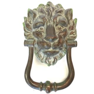Large Bronze Lions Head Door Knocker Patina Antique Style 24cm Downing Streeet