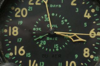 WWII Era Waltham Aircraft Airplane 8 Day Clock CDIA R - 88 - C - 590 - 11 BU AER 2