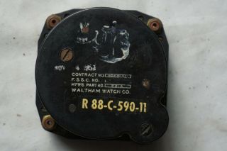 WWII Era Waltham Aircraft Airplane 8 Day Clock CDIA R - 88 - C - 590 - 11 BU AER 4