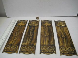 Four Vintage Art Nouveau Brass Door Finger Push Plates