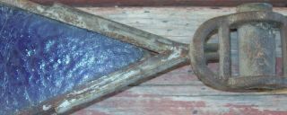 Antique Cast Iron Weathervane Arrow Heart Shaped Cobalt Blue Glass Kite Tail 6