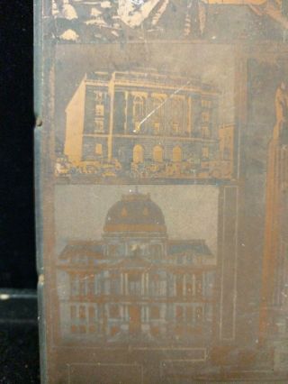 Antique LARGE Copper Print Block Plate Historic Architecture Buildings C4 - 2 6