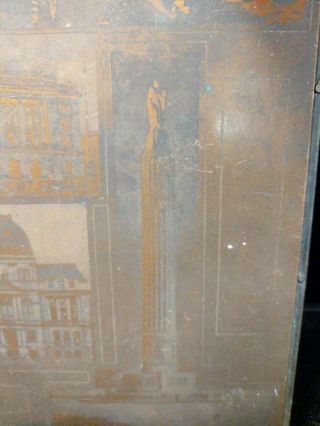 Antique LARGE Copper Print Block Plate Historic Architecture Buildings C4 - 2 7