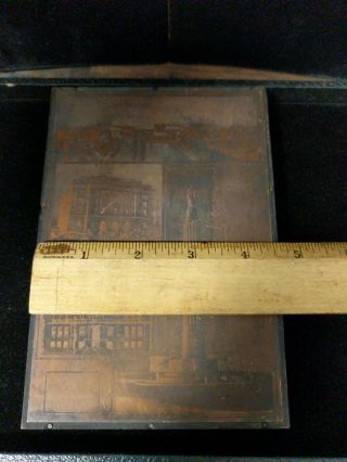 Antique LARGE Copper Print Block Plate Historic Architecture Buildings C4 - 2 8