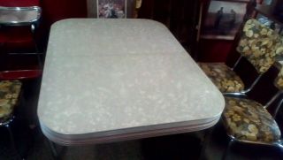 Vintage 50s White And Grey Kitchen Table W/leaf
