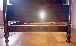 Antique FOUR POST BED Flame Mahogany or Walnut AMERICAN 2