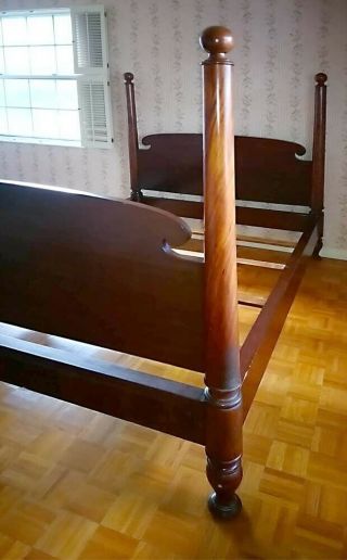 Antique FOUR POST BED Flame Mahogany or Walnut AMERICAN 7