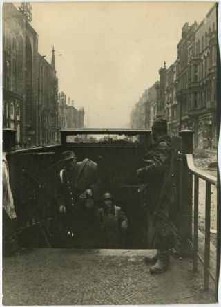 Wwii Large Size Press Photo: Surrendering German Soldiers,  Berlin U - Bahn Station