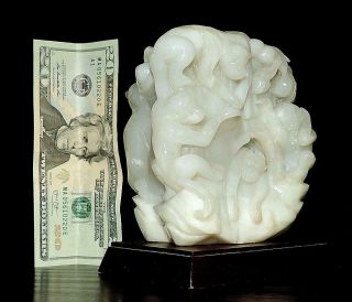 GIA CERTIFIED CHINESE ANTIQUE WHITE HETIAN MUTTON FAT NEPHRITE JADE CARVING 7