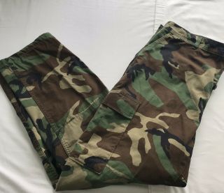 VINTAGE COMBAT WOODLAND CAMOUFLAGE TROUSERS MILITARY CARGO PANTS - 36”Waist X32” L 2