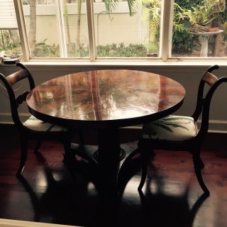 Mahogany Breakfast Dining Table Inlaid.  Pie Crust Top 36inches Round