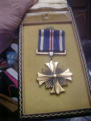Ww11 Military Distinguished Flying Cross Medal In Orig.  Coffin Box