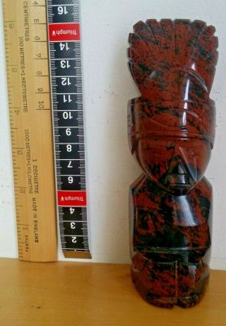 South American Ancient Red Volcanic Obsidian Aztec Mayan Carved God Sculpture 6 "