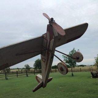 Antique Wood AIRPLANE Weather Vane Vintage Primitive Folk Art Whirligig Plane 11