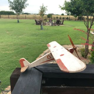 Antique Wood AIRPLANE Weather Vane Vintage Primitive Folk Art Whirligig Plane 12