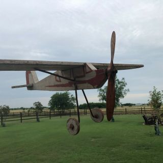 Antique Wood Airplane Weather Vane Vintage Primitive Folk Art Whirligig Plane