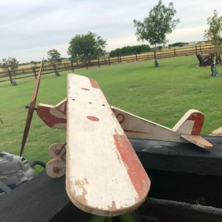 Antique Wood AIRPLANE Weather Vane Vintage Primitive Folk Art Whirligig Plane 2