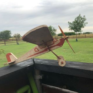 Antique Wood AIRPLANE Weather Vane Vintage Primitive Folk Art Whirligig Plane 8