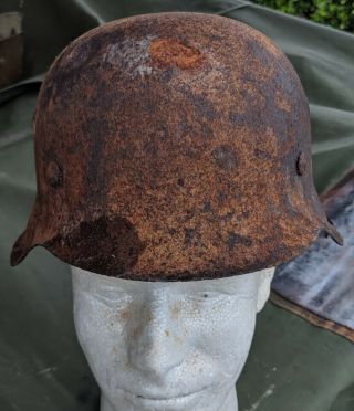 Awesome Solid Geman Ww2 M42 Single Decal Relic Helmet - - - With Liner