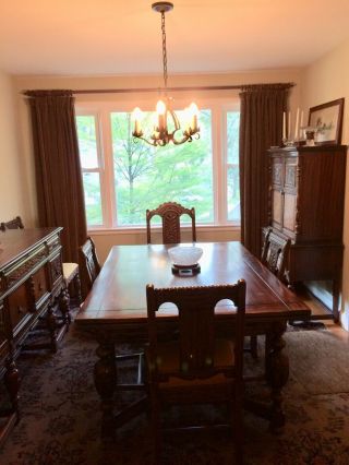 1920’s Northern Furniture Company Jacobean style 10 piece dining room set 2