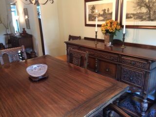 1920’s Northern Furniture Company Jacobean style 10 piece dining room set 4